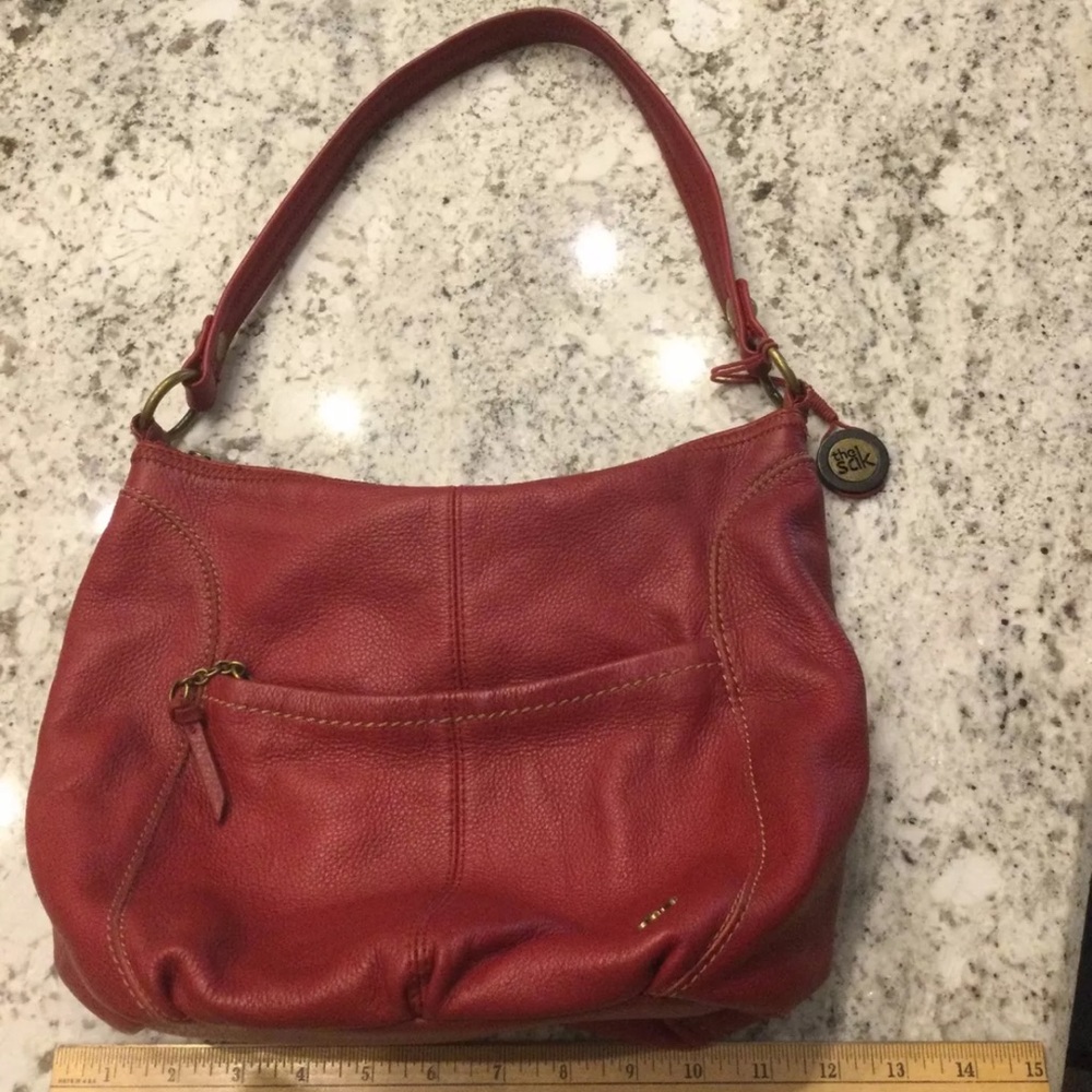 Soft red leather hobo bag, scarlet